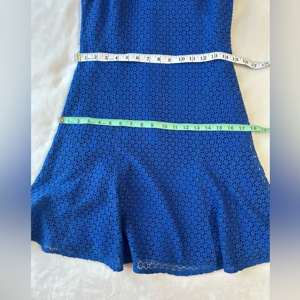 A-K-R-i-S PUNTO Akris blue knit dress, sleeveless with eyelet lace - Picture 8 of 10